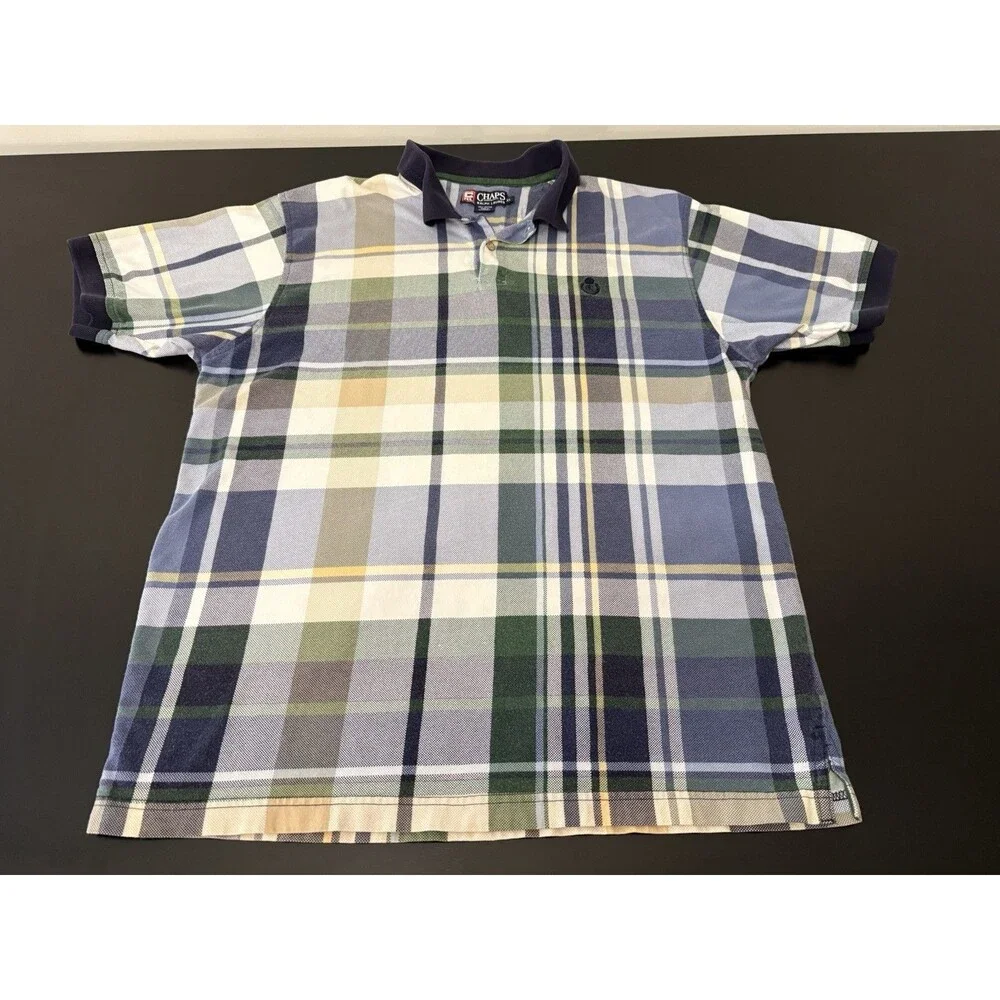 Ralph Lauren Chaps Polo Shirt Plaid XL, Vintage 90s,